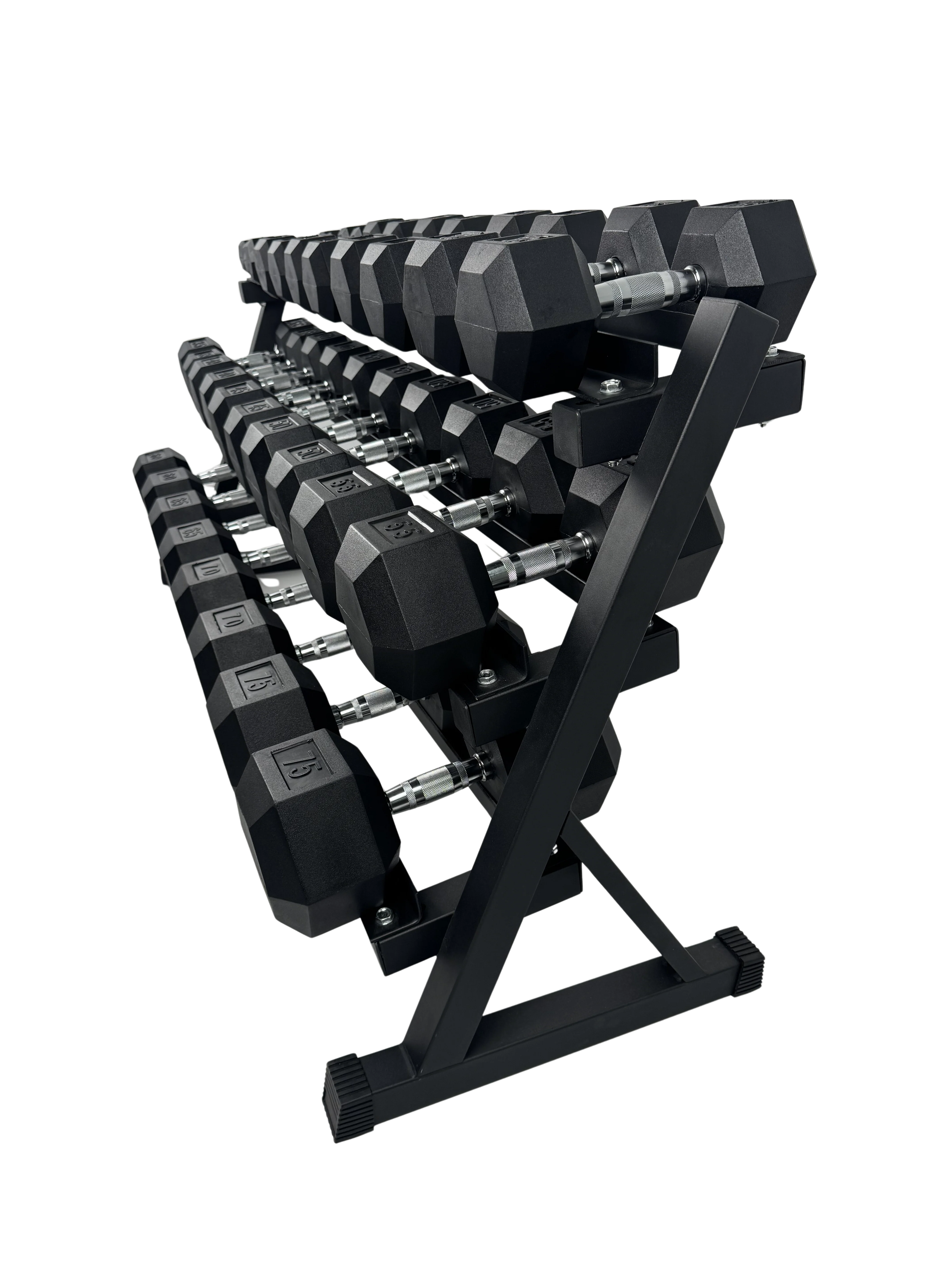 Ensemble Haltères Hexagonaux 5-75lb avec rack 3 étages - Image 4